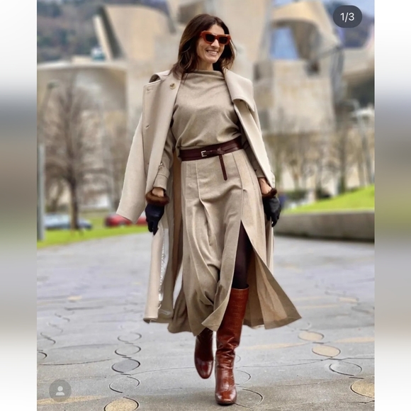 Zara * Wool Blend Limited Edition Midi Skirt Front Slit - Picture 6 of 14